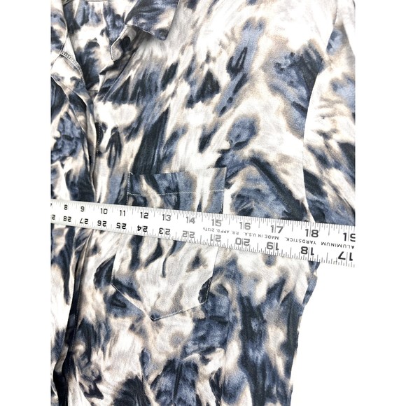 Akoz De Toi Blue Tie Dye Women's Size Large Collared Button Down Shirt Top - Picture 4 of 8